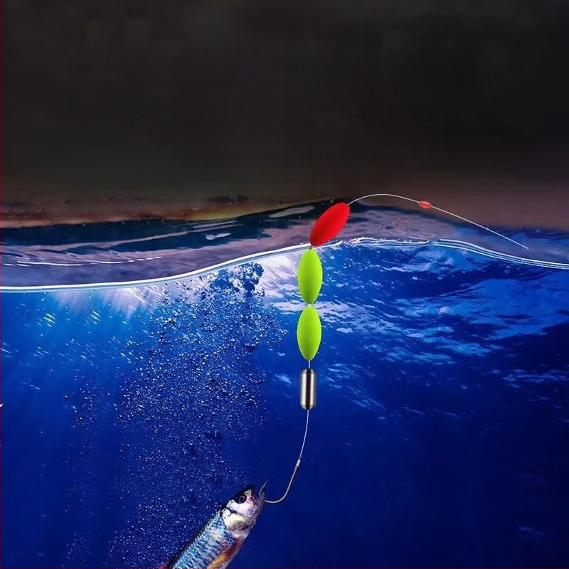 Upės žvejybos linijos komplektas su trimis plaukiojančiais kabliukais - pilnas komplektas
