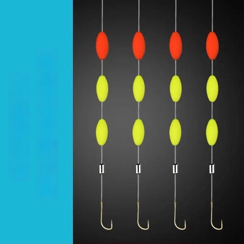 Upės žvejybos linijos komplektas su trimis plaukiojančiais kabliukais - pilnas komplektas