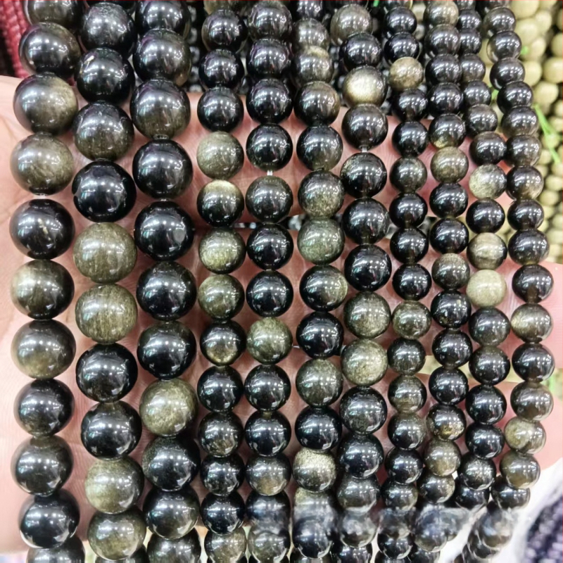 Prirodne srebrne obsidijanske perle – 8 mm okrugle perle za DIY nakit, dijelovi za narukvicu