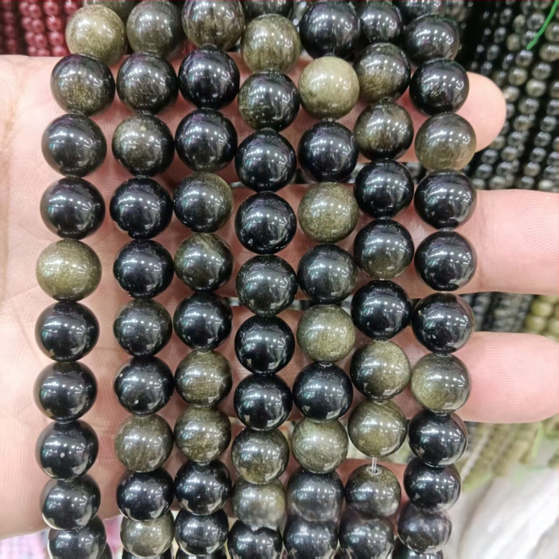 Prirodne srebrne obsidijanske perle – 8 mm okrugle perle za DIY nakit, dijelovi za narukvicu