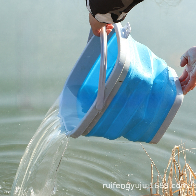 Sulankstomas silikoninis vandens kibiras žvejybai ir lauko naudojimui, daugiafunkcinis teptukų plovimo kibiras