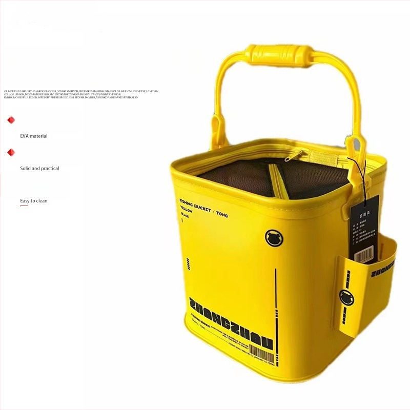 Sulankstomas EVA žvejybos kibiras gyviems žuvims, su rankena, tvirta konstrukcija