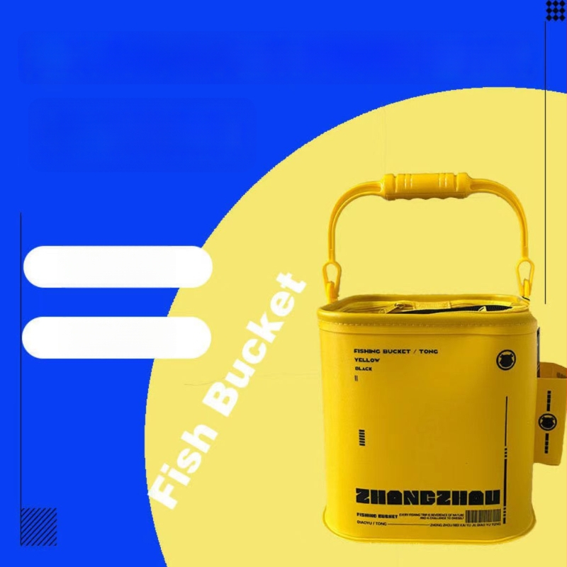 Sulankstomas EVA žvejybos kibiras gyviems žuvims, su rankena, tvirta konstrukcija