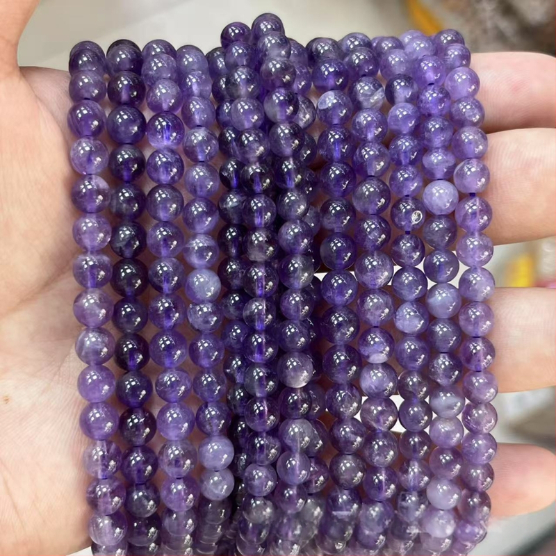 Prirodne ljubičaste kristalne perle – okrugle, slobodno spojive za DIY narukvicu i ogrlicu, dodaci za nakit, poluproizvodi kristala