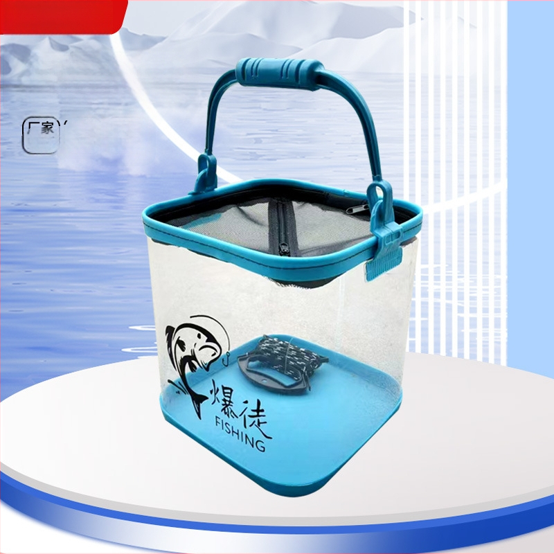 Permatomas EVA indas gyviems žuvims upės žvejybai, su kabinamu deguonies siurbliu