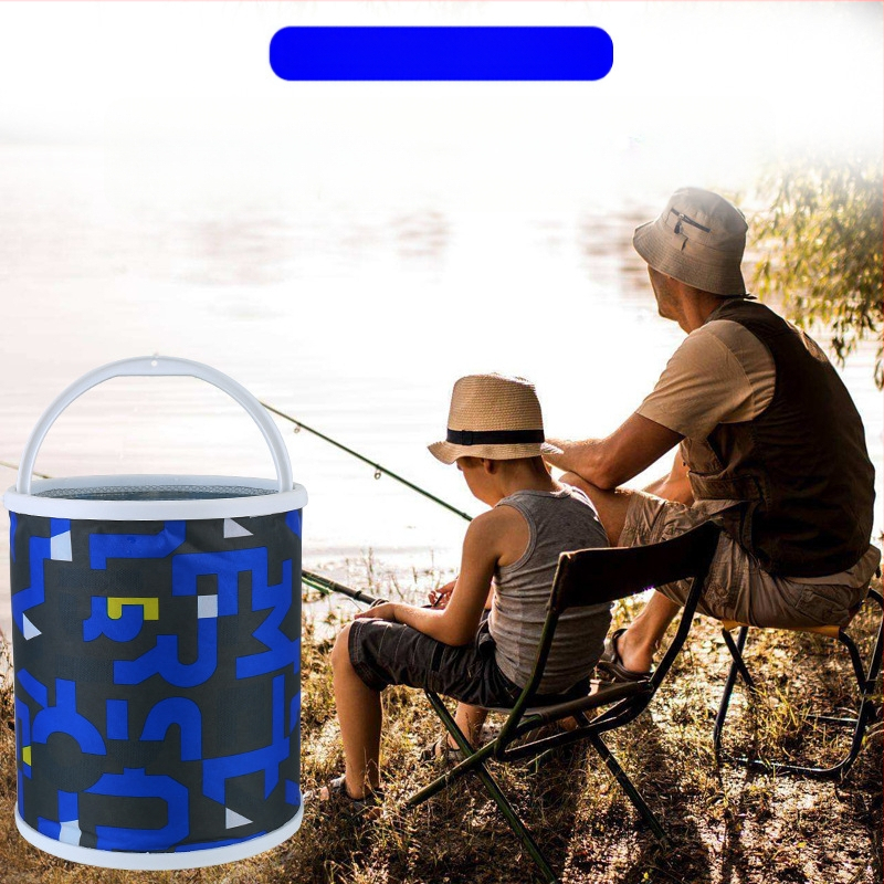 Sulankstomas vandens kibiras žvejybai su virve ir prieššuolio tinklu