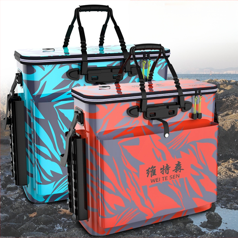 Gyvų žuvų kibiras su sulankstomu įrankių krepšeliu — EVA konstrukcija, daugiafunkcinis dizainas