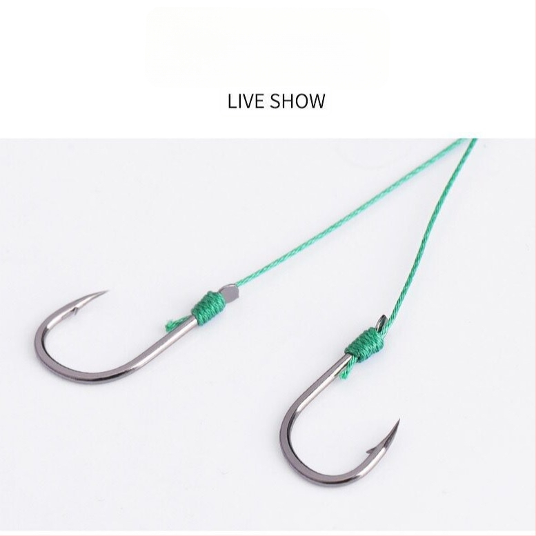 BORVE Žvejybos kabliukų rinkinys, 9 vienetai rankomis surištų dvigubų kabliukų, Dali Ma apatinė linija, su erškėčiais, tinkamas tvenkiniams ir rezervuarams