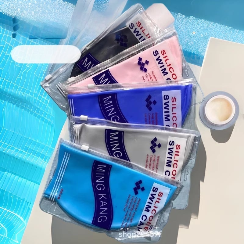 Silikoninė plaukimo kepurė - Unisex, vientisas raštas, suaugusiems