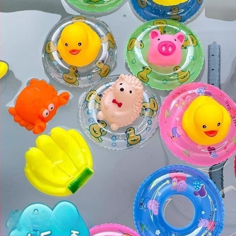 Vaikų plaukimo žiedas su antis formos dizainu – plastikinė vonios žaislas