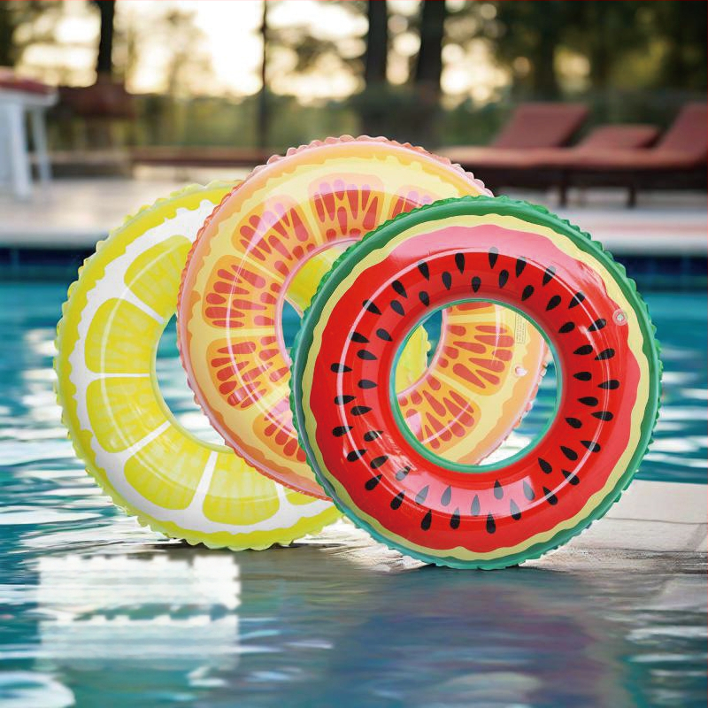 Vaikų pripučiamas plaukimo žiedas su meliono raštu, ekologiškas PVC, 0.18 mm storis, spaudinys, tinkamas plaukimo ir brendanimo veiklai vandenyje