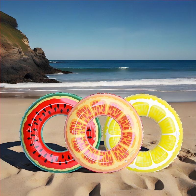 Vaikų pripučiamas plaukimo žiedas su meliono raštu, ekologiškas PVC, 0.18 mm storis, spaudinys, tinkamas plaukimo ir brendanimo veiklai vandenyje