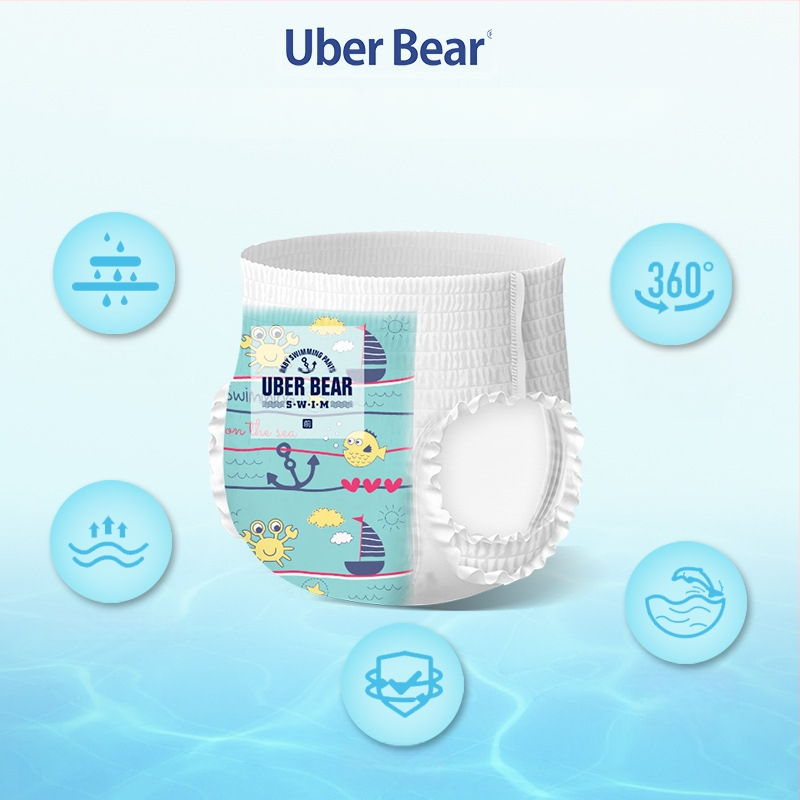 Ühekordsed beebide ujumispüksid, nööriga kinnitatavad, kuni 17 kg, vanus 0–3 aastat, 80 tk pakis, 3-aastane säilivusaeg