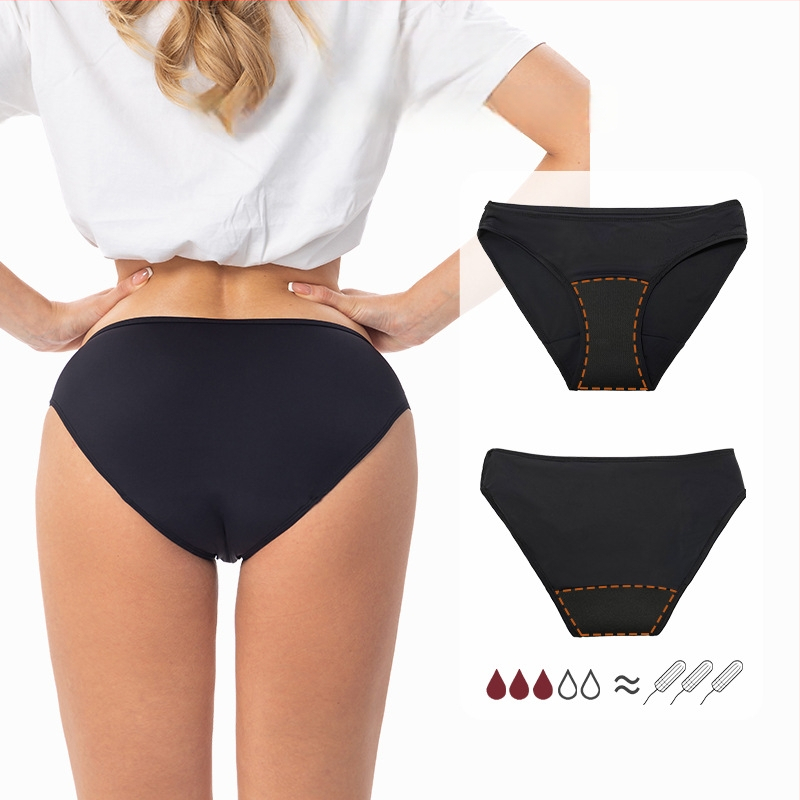 Menstrualne plivaće hlače s trostrukom zaštitom od propuštanja, srednje visokim strukom, najlon 88%, podstava prepona 100% poliester; fiziološke hlače za mlade žene