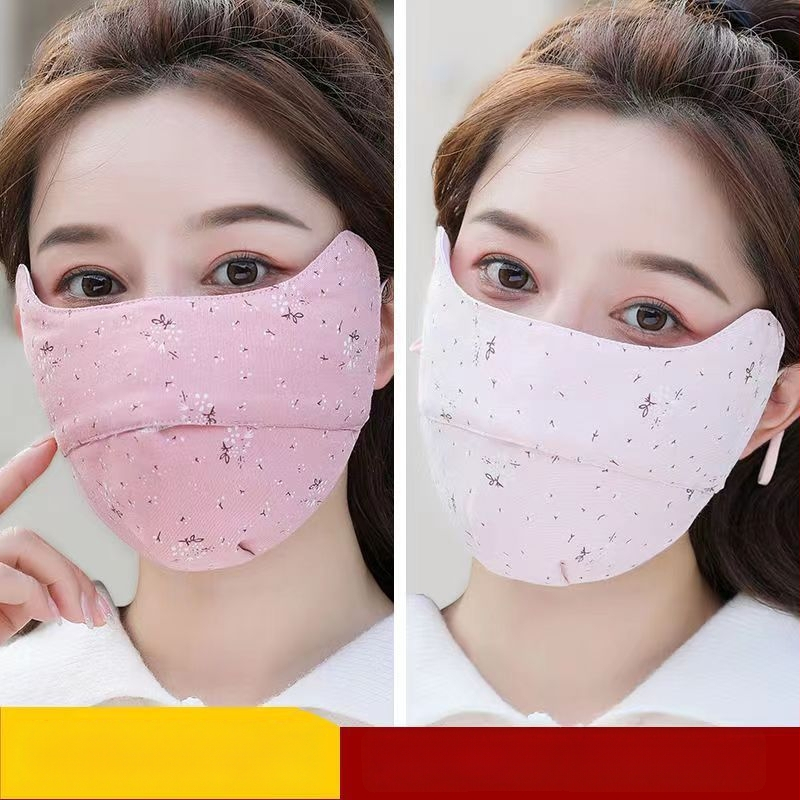 Дамска памучна маска за есен-зима, прахоустойчива, с ушни ленти