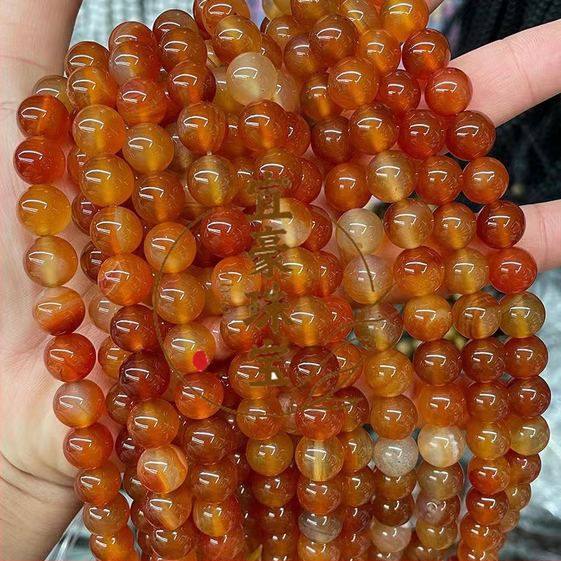 Prirodne crvene ahat kuglice, 8 mm, za DIY izradu nakita