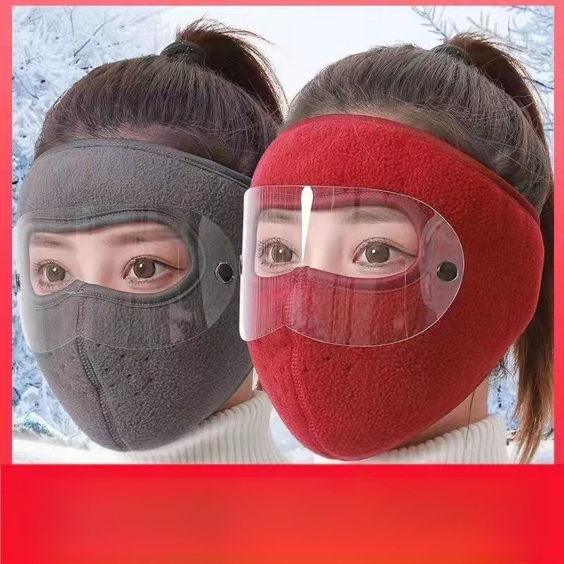 Маска за велосипедисти с пълно лице за есенно-зимния сезон, унисекс, флис, ветроустойчива, защита от студ