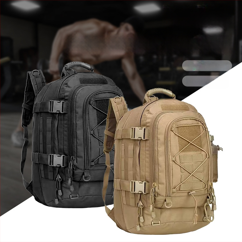 Kamuflázs taktikai sporttáska hegymászásra, túrázásra és kerékpározásra - vízlepergető, nagy kapacitású, Oxford anyag, ívelt vállpántok