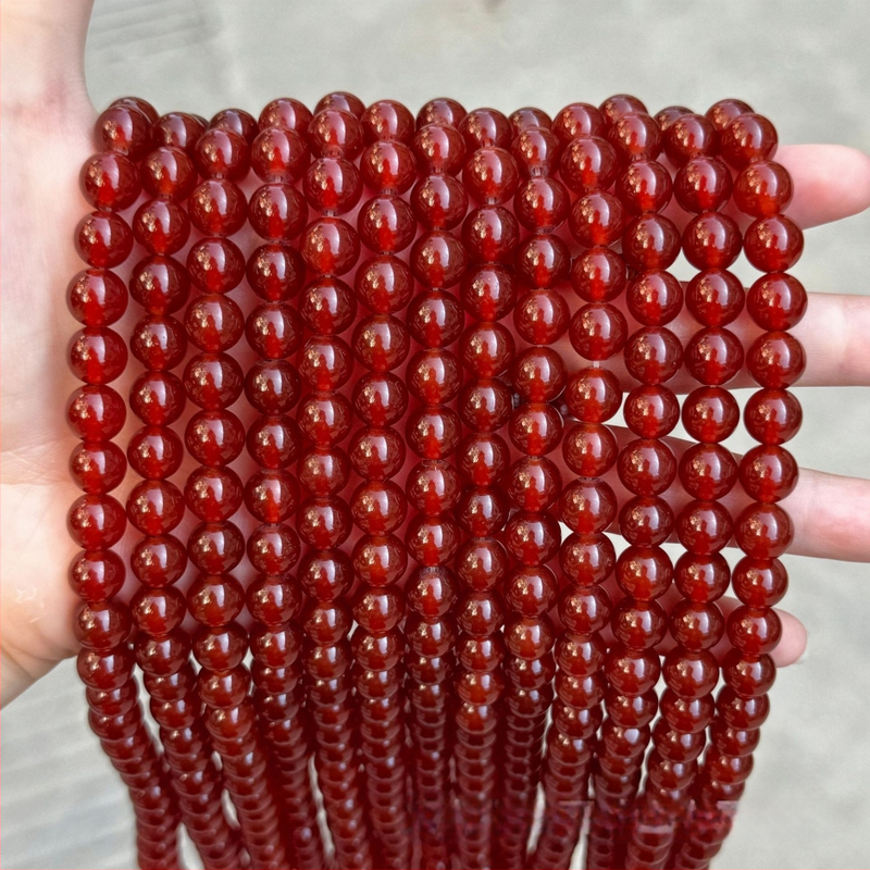 Crvene agat kuglice za narukvicu – poluproizvodi za DIY izradu nakita, veličine 2–16 mm