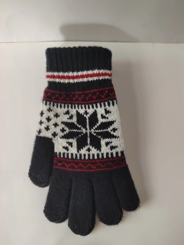 Korejos stiliaus aštuonkampio gėlių jutiklinio ekrano pirštinės, vilnos pamušalas, jacquard žieminės šiltos pirštinės vyrams ir moterims dviratininkams, ilgis 21 cm