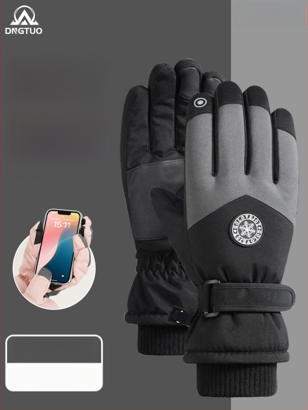 Unisex žieminės pirštinės su jutikliniu ekranu, storos ir atsparūs vandeniui, pagamintos iš poliesterio, skirtos dviračių sportui