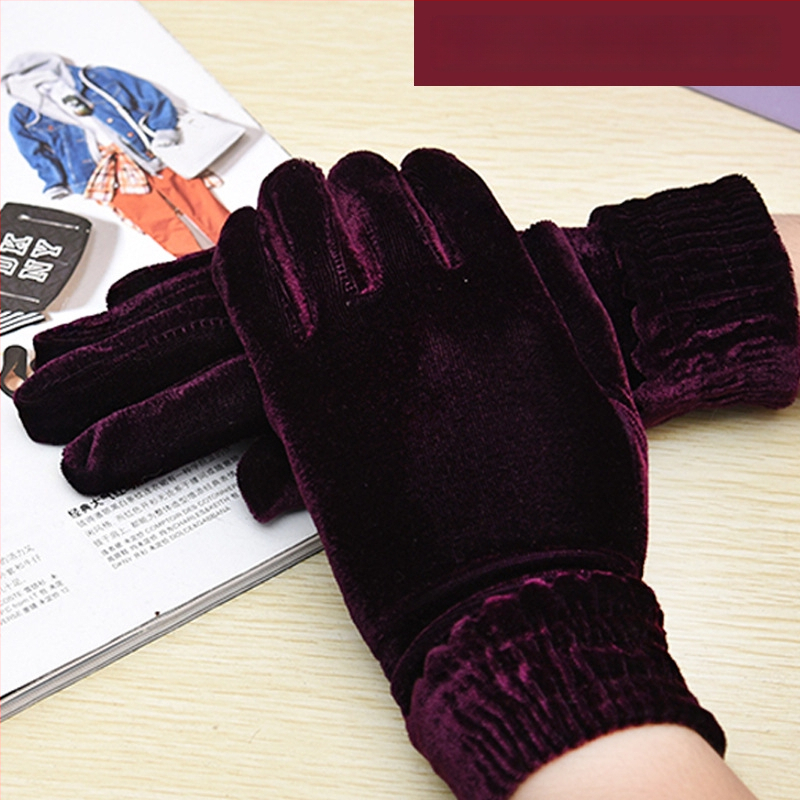 Moteriški auksinio sametio pirštinės — žiemai šiluma, tinkamos lauko fitnesui ir dviračių sportui, daugkartinio naudojimo, ilgis apie 19–20 cm