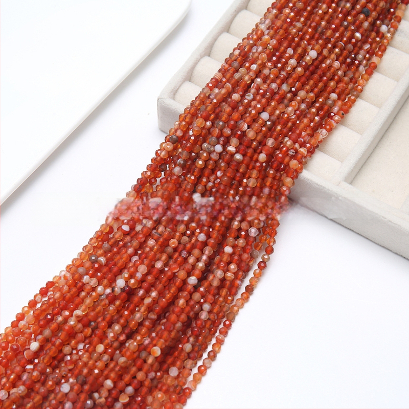 Fasetirane crvene ahat kuglice 4 mm – dijelovi za DIY prsten, nakit, male perle od crvenog ahata