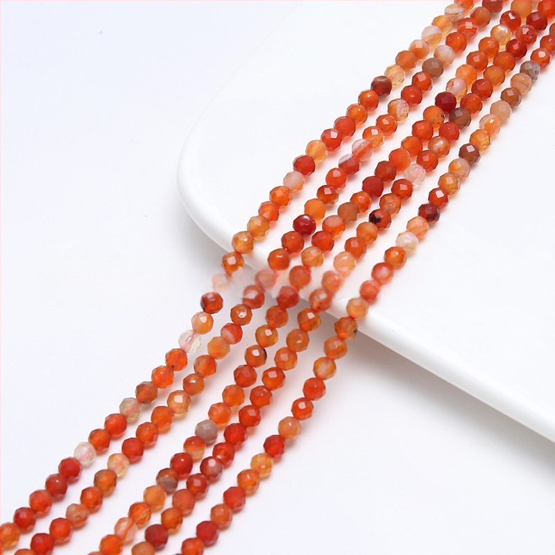 Fasetirane crvene ahat kuglice 4 mm – dijelovi za DIY prsten, nakit, male perle od crvenog ahata