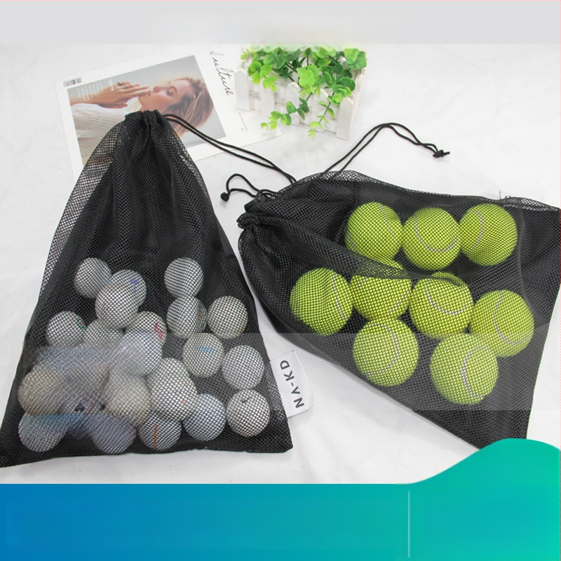 Poliesterinis tinklinis sportinių kamuoliukų laikymo maišelis – surišama virvele, Bundle Pocket stilius, silk screen spausdinimas