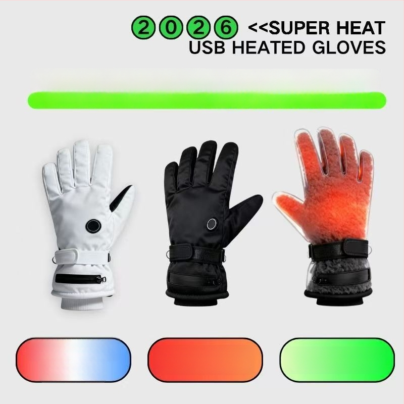 Загрявани кожени ръкавици с USB захранване за възрастни, унисекс – за колоездене и ски