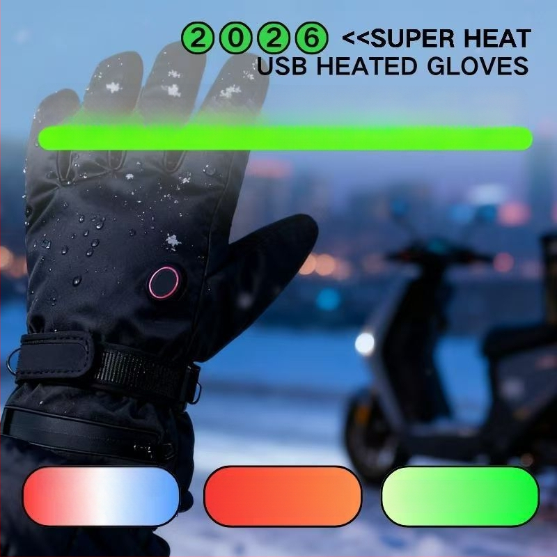 Загрявани кожени ръкавици с USB захранване за възрастни, унисекс – за колоездене и ски