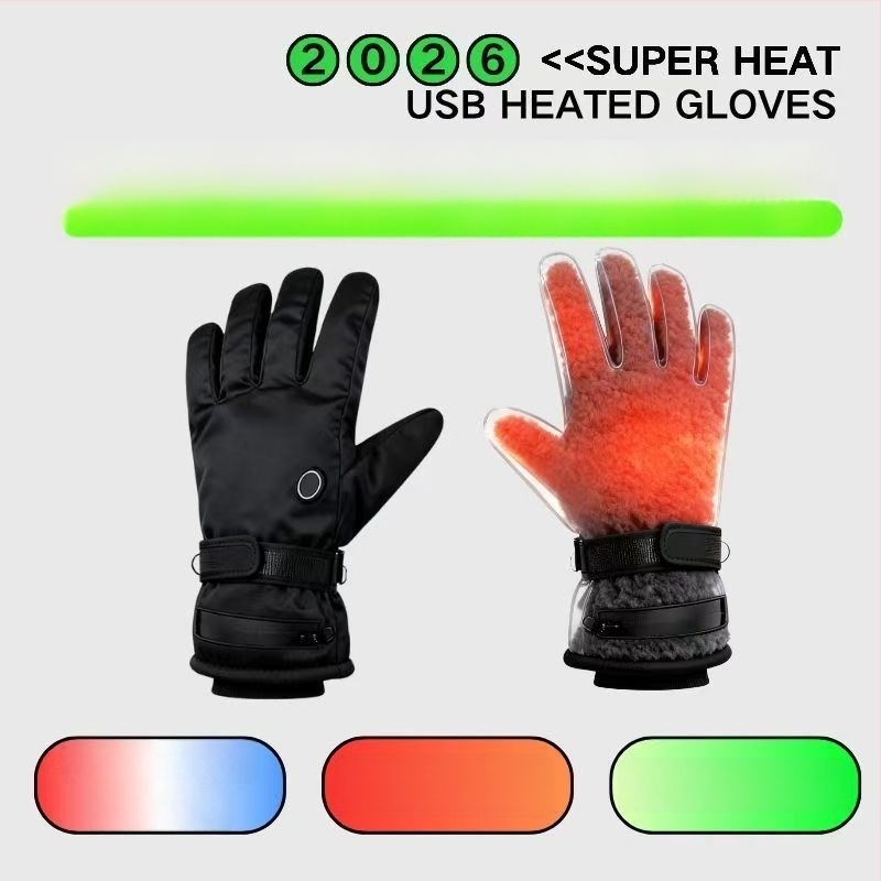 Загрявани кожени ръкавици с USB захранване за възрастни, унисекс – за колоездене и ски