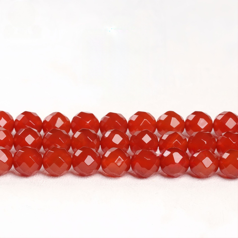 Prirodne crveni agat perle za DIY nakit, fasetirane okrugle perle od crvenog agata, 10 mm
