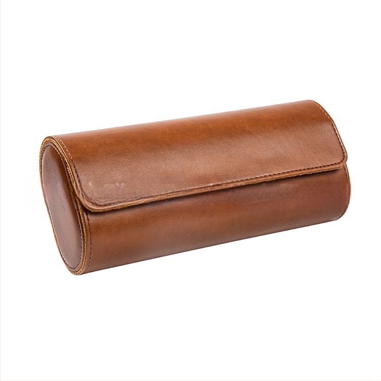 Ādas pulksteņu uzglabāšanas kaste, neformāls stils, mīksta konstrukcija, vienkrāsains dizains