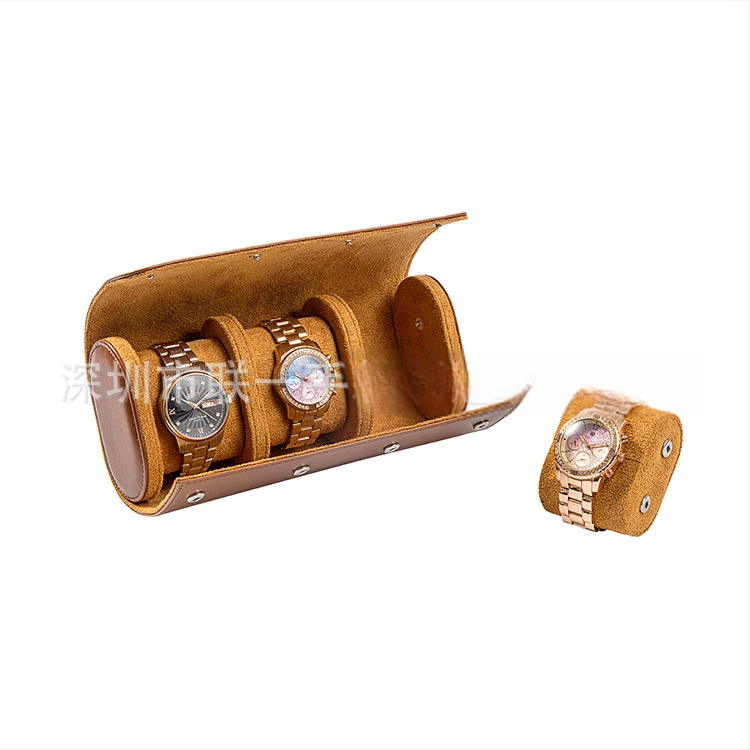Ādas pulksteņu uzglabāšanas kaste, neformāls stils, mīksta konstrukcija, vienkrāsains dizains