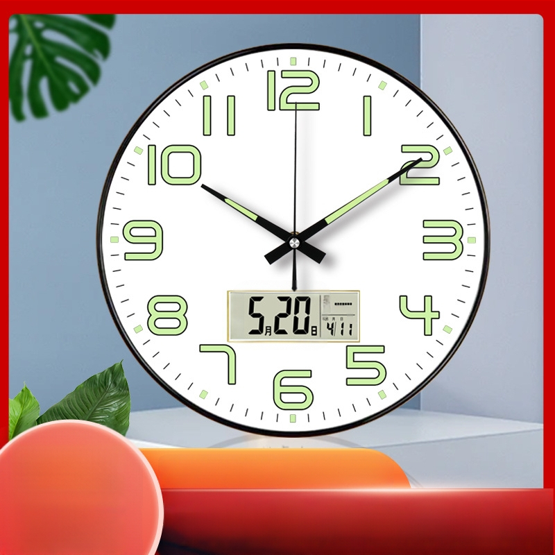 Ceas de Perete A-966 cu mișcare silențioasă, termometru și calendar perpetuu, afișaj săptămânii și lunii, corp rotund din plastic, cadran PVC