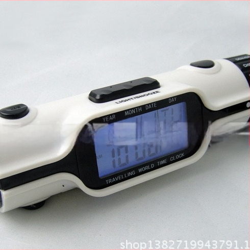 Ceas de alarmă cu afișaj LCD, Ora Mondială, Alimentat cu baterii, Carcasă din plastic, cadran PVC