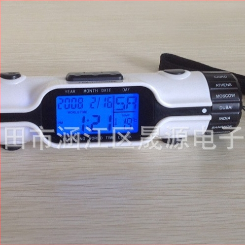 Ceas de alarmă cu afișaj LCD, Ora Mondială, Alimentat cu baterii, Carcasă din plastic, cadran PVC