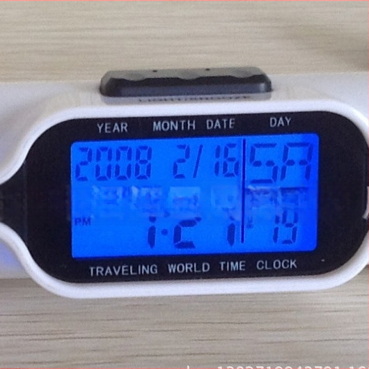 Ceas de alarmă cu afișaj LCD, Ora Mondială, Alimentat cu baterii, Carcasă din plastic, cadran PVC