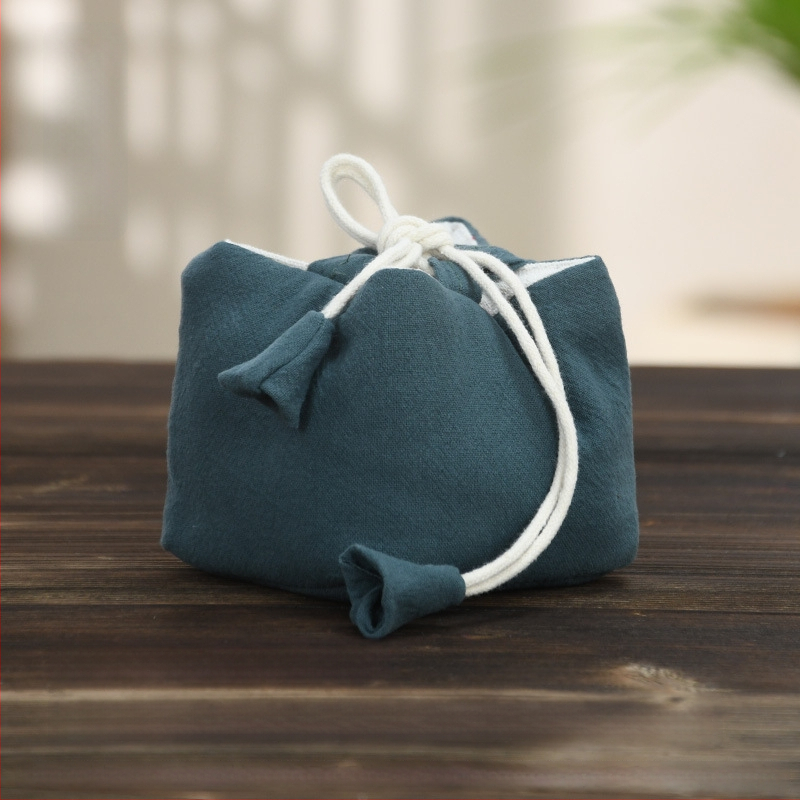 Teaceremónia kiegészítő készlet vászon tároló tasakkal, logó nyomtatott, Ten brocade, 30–70 g, OPP csomagolás