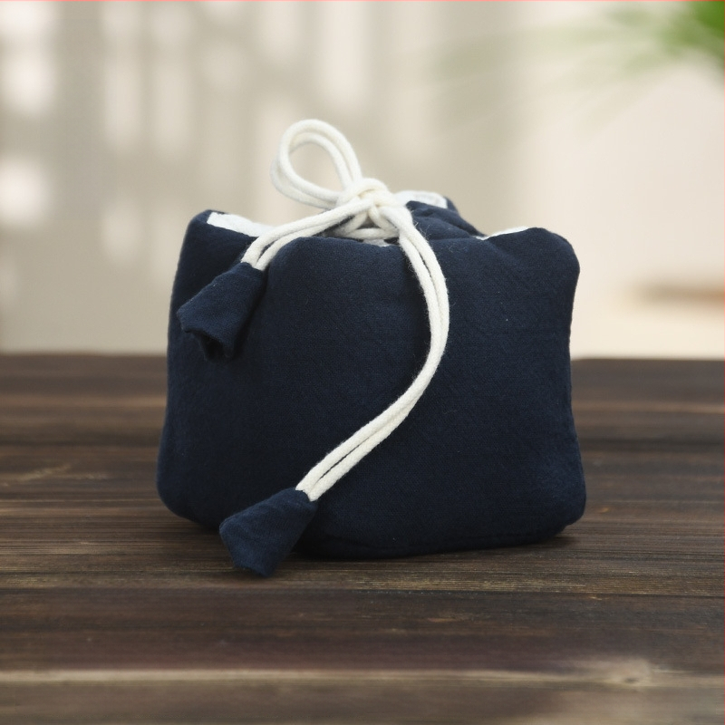 Teaceremónia kiegészítő készlet vászon tároló tasakkal, logó nyomtatott, Ten brocade, 30–70 g, OPP csomagolás