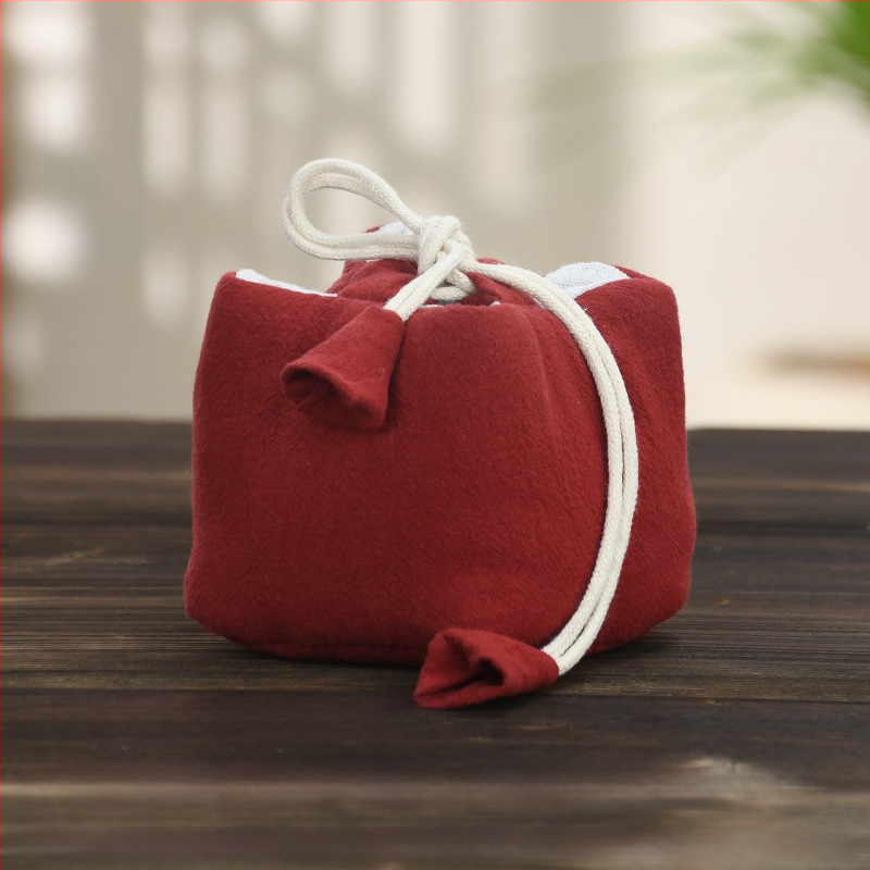 Teaceremónia kiegészítő készlet vászon tároló tasakkal, logó nyomtatott, Ten brocade, 30–70 g, OPP csomagolás