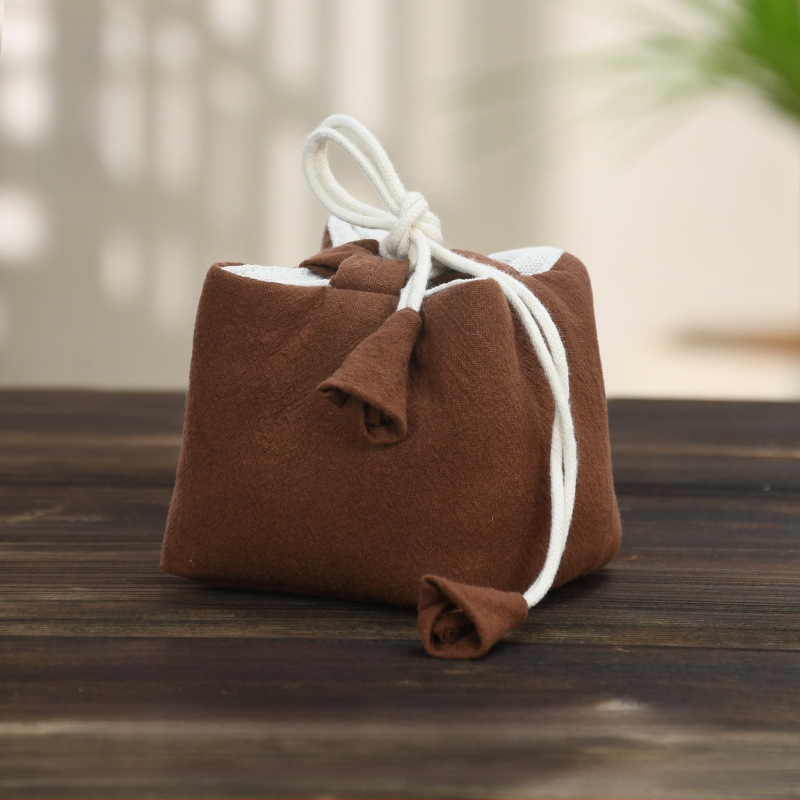 Teaceremónia kiegészítő készlet vászon tároló tasakkal, logó nyomtatott, Ten brocade, 30–70 g, OPP csomagolás