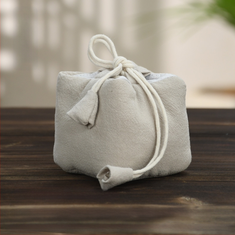 Teaceremónia kiegészítő készlet vászon tároló tasakkal, logó nyomtatott, Ten brocade, 30–70 g, OPP csomagolás