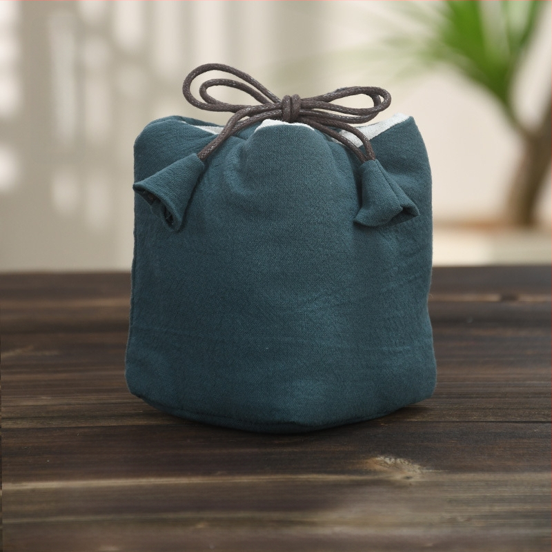 Teaceremónia kiegészítő készlet vászon tároló tasakkal, logó nyomtatott, Ten brocade, 30–70 g, OPP csomagolás