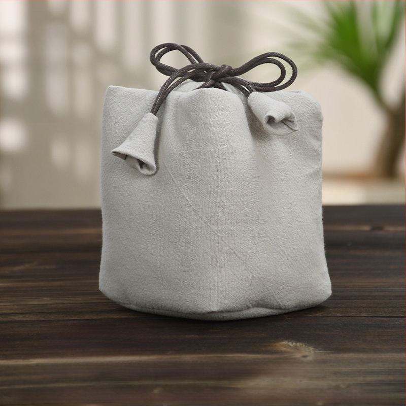 Teaceremónia kiegészítő készlet vászon tároló tasakkal, logó nyomtatott, Ten brocade, 30–70 g, OPP csomagolás