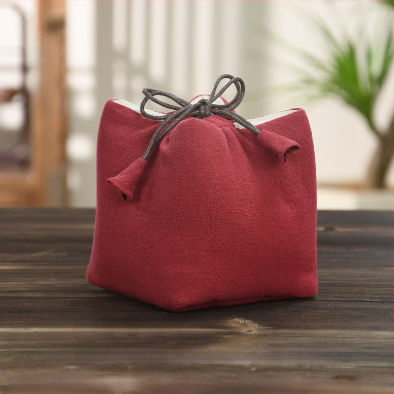 Teaceremónia kiegészítő készlet vászon tároló tasakkal, logó nyomtatott, Ten brocade, 30–70 g, OPP csomagolás