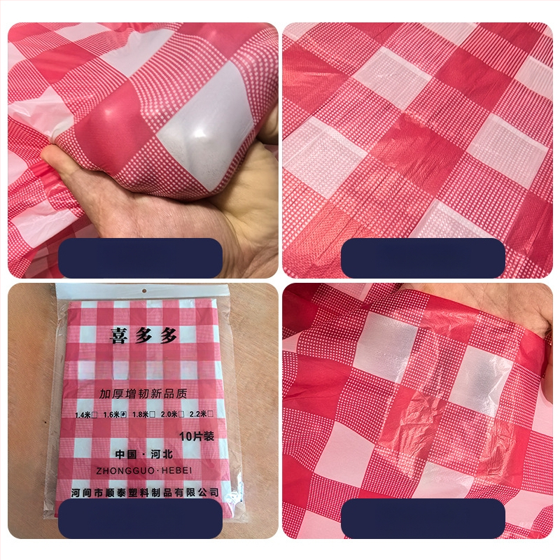 Egyszer használatos műanyag asztalterítő, kör alakú, 0,03 mm, rácsos mintázat, modern egyszerű stílus