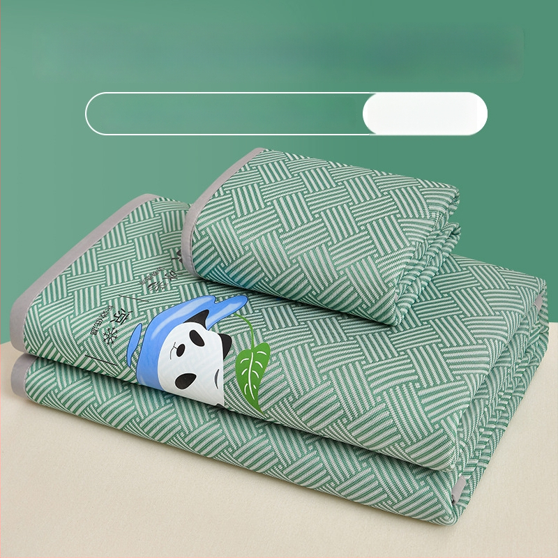 Trīsdaļīgs ledus zīda dzesējošs paklājiņš vasarai – saliekams, mazgājams veļas mašīnā, ar drukāto dizainu