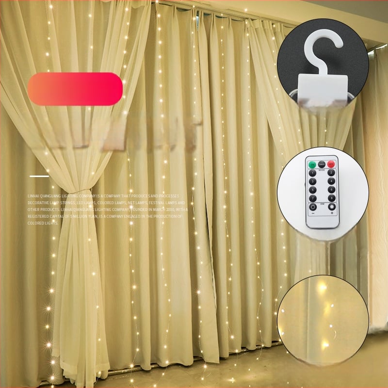 Függönylámpa rézdrótból, távirányítóval, 200 lm, 5V, IP65, fényerő-szabályozható — QG300 modell